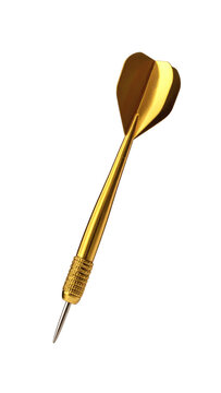 Highly detailed image of a single luxurious golden steel dart isolated and ready for competition&nbsp;