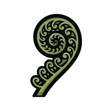 Stylized Koru Fern Frond New Zealand Maori Art.