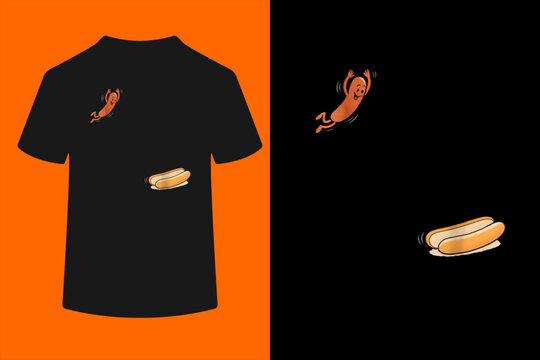 Funny Hot Dog Jumping Into Bun Sausage BBQ High Dive T-Shirt
