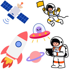 Cute Astronaut and Space Illustration Set © 혜진 정