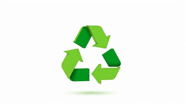 Triangular recycle symbol made of green arrows, isolated against a white background