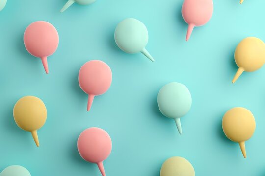 Pastel colored medical enema syringes forming a pattern on a light blue background, representing healthcare and wellness concepts