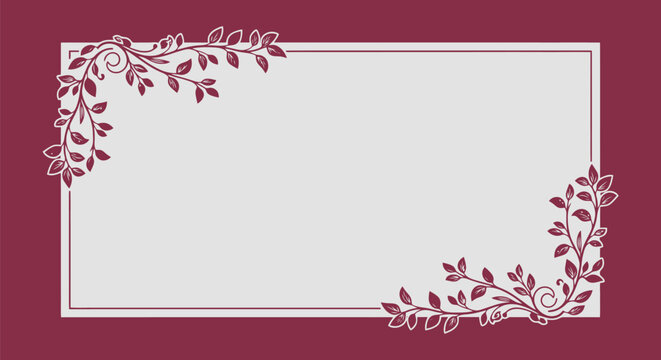Elegant Floral Frame with Delicate Leafy Vines and Ornate Corner Embellishments.