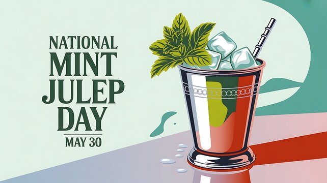 National mint julep day cocktail with ice mint leaves a stainless steel cup kentucky derby food and drink