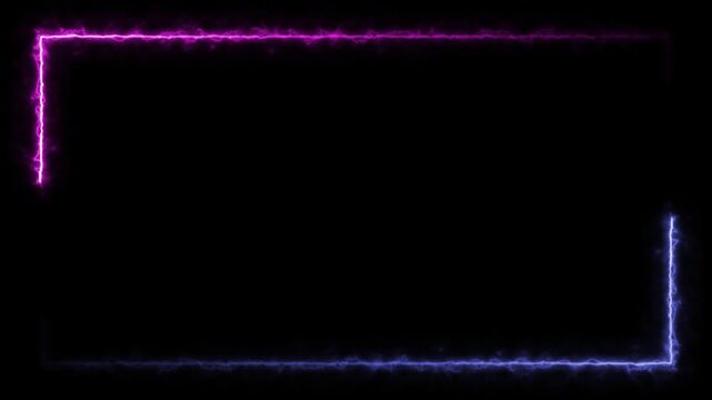 Neon glowing frame animation with futuristic electric border effect and cinematic rectangular light overlay
