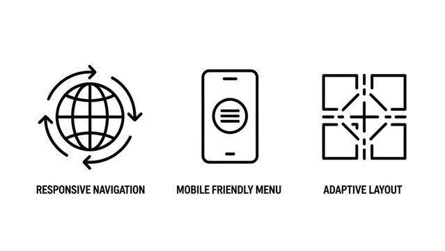 Responsive navigation mobile friendly menu adaptive layout icons with responsive navigation friendly adaptive development internet smartphone interface technology application software