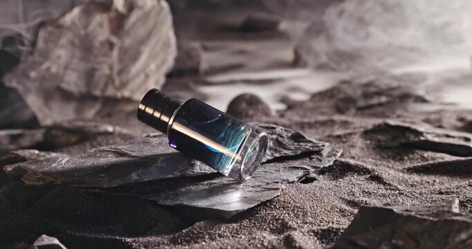 Intense blue perfume in environment rocks and volcanic sand.