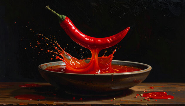 Red chili pepper splash