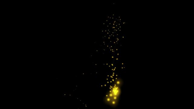 Golden Sparkles Falling In Dark Background With Soft Lights Abstract Motion Effect