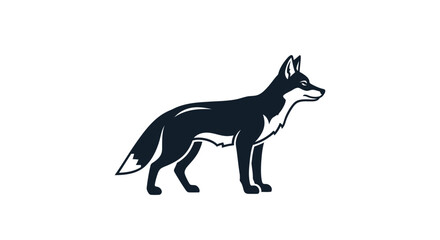 Fototapeta premium Minimalist black and white fox vector illustration.