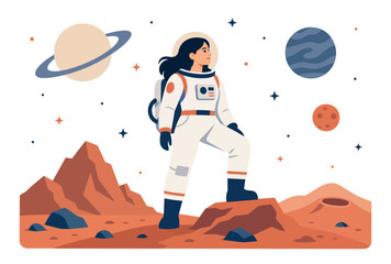 Astronaut Standing on Mars Surface. © Kai_