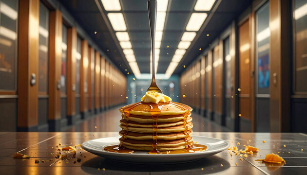 Stack of pancakes with syrup