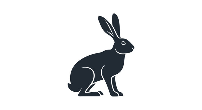 Minimalist silhouette illustration of a sitting rabbit or hare.