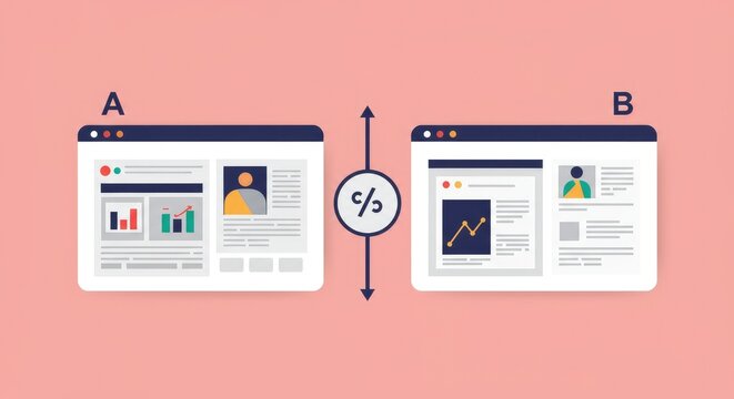 Website a b testing comparison two webpage designs side by side