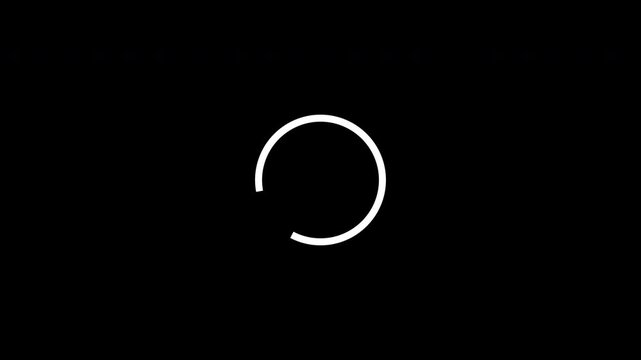 Minimalist Loading Circle Progress Indicator Loop Animation for User Interface, Loading Circle Animation with Digital Progress Loop UI Interface on Black Background