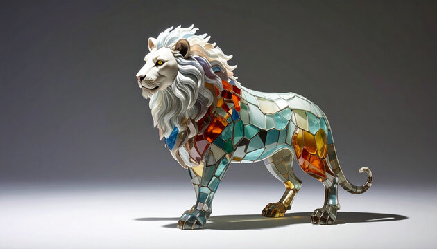 Mosaic lion sculpture