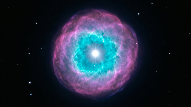A vibrant nebula glows with purple and blue light in the vastness of outer space suddenly
