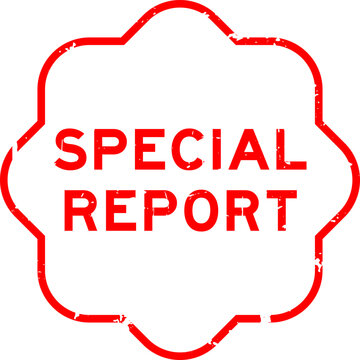 Grunge red special report word rubber seal stamp on white background