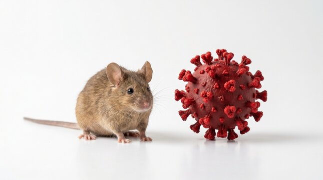 mouse adn virus model isolated on white background for scientific study made by AI generative