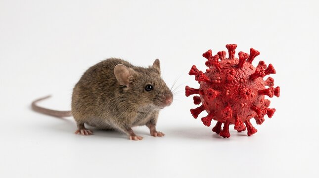 mouse adn virus model isolated on white background for scientific study made by AI generative