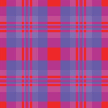 Basic plaid check background, grand seamless vector tartan. Decoration texture fabric textile pattern in indigo and fandango colors.