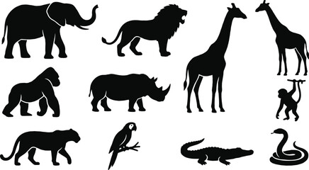 Black and white african animals vector illustration © ESAD
