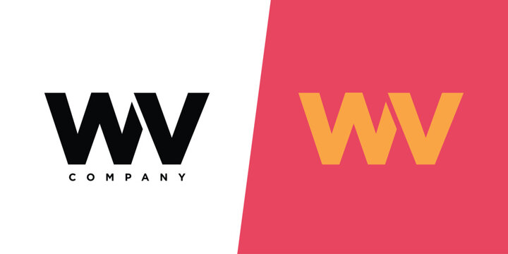 Letter W and V, WV logo design template. Minimal monogram initial based logotype.