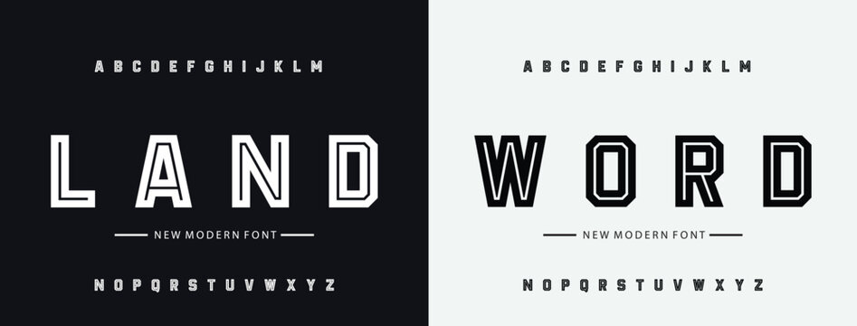 Futuristic alphabet display font vector illustration. Creative modern wide typography style