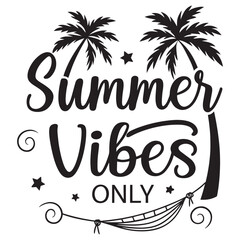 Summer Vibes Only Black and White Tropical Graphic Illustration © srazimarts