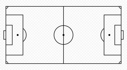 Fototapeta premium Minimal football field outline with transparent background