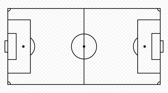 Minimal football field outline with transparent background