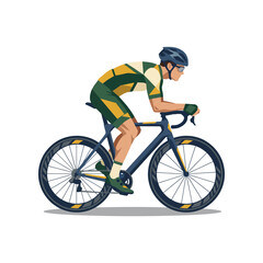 Naklejka premium This image captures a focused athlete cycling in a competitive race scenario, illustrating the intensity and determination associated with the sport of cycling.