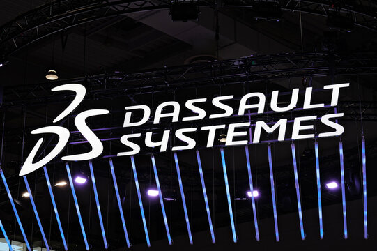 Hannover, Germany - April 22, 2026: Dassault Systemes in Hanover - DS is a software publisher specializing in 3D design, 3D digital mock-ups and solutions for product lifecycle management