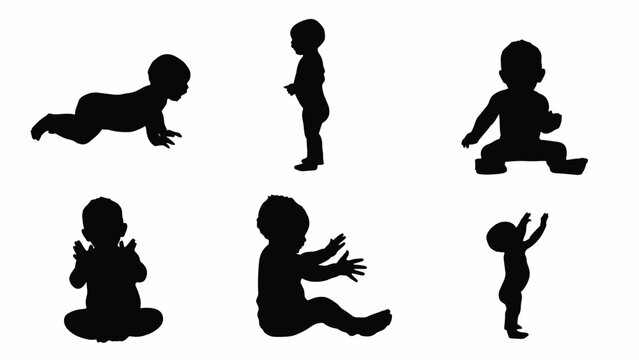 Baby Silhouettes in Various Poses.