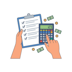 This image illustrates financial planning tools, including a calculator and checklist, highlighting the importance of budgeting and careful financial management in everyday life. © Kongchu