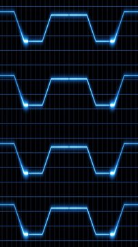 Futuristic blue neon circuit lines on black grid background. Blue circuit board with neon lines and nodes. Neon connected circuit lines blue animation.