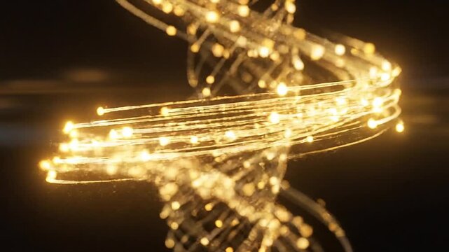 Glowing golden light trails abstract background.