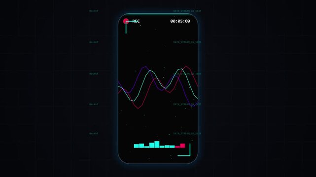 Digital Recording Interface Showing Oscilloscope Waves on Smartphone Screen