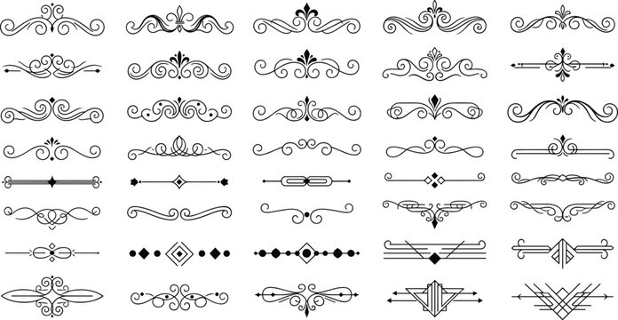 Collection of ornate dividers and decorative elements for graphic design and page layout