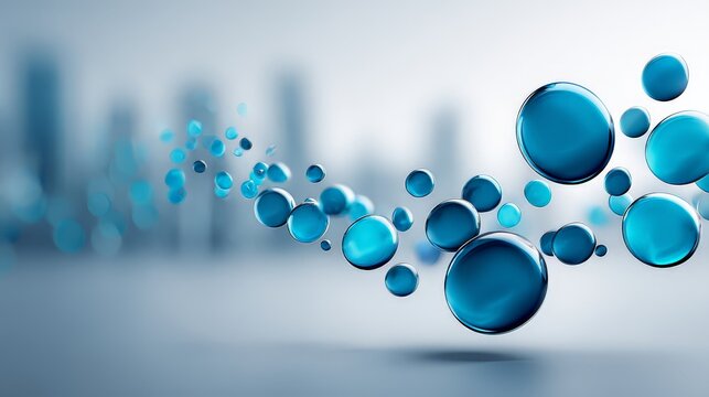 Abstract blue bubbles representing technology and innovation.