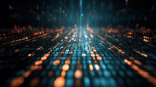 Abstract data stream in binary code with digital information