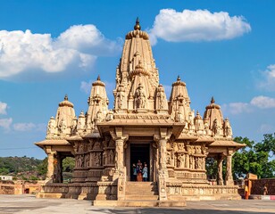 Obraz premium Ornate ancient Indian temple exterior