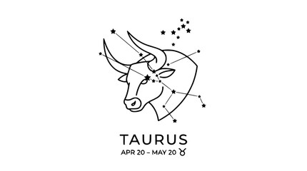 Minimal Taurus zodiac constellation vector design for horoscope and astrology forecast © MdAmzad