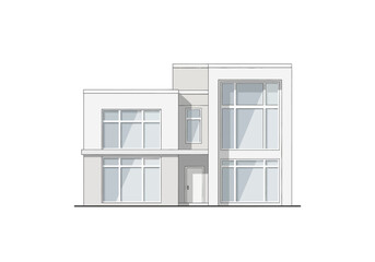 Obraz premium Modern Minimalist House Design with Clean Lines and Large Windows.