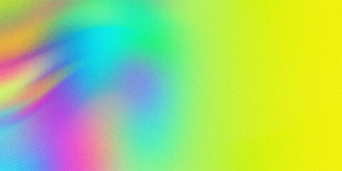 Abstract vibrant holographic gradient background with liquid blurred waves in neon green blue yellow and pink colorful tones. © GlobalVector Design