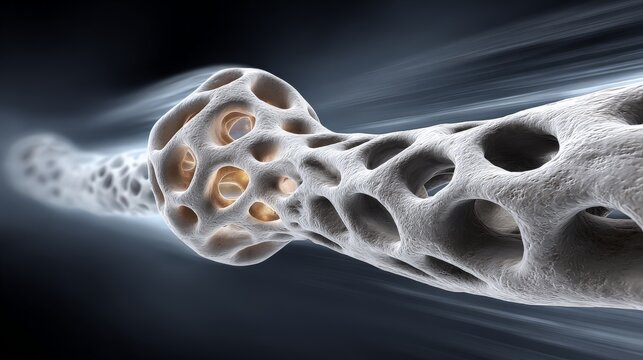 Close-up view of a complex microscopic structure with details.