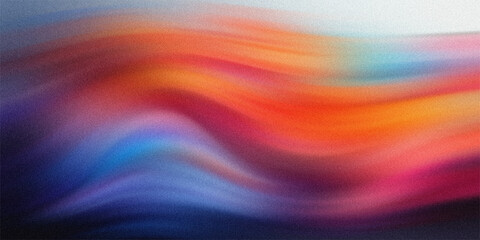 Obraz premium Colorful abstract wavy background with smooth gradient colors, light effect, and grain texture design.