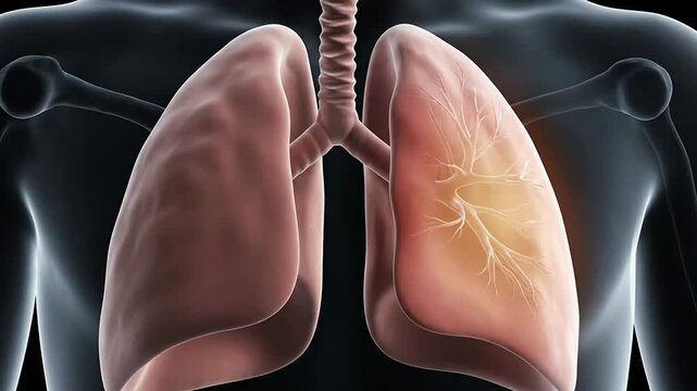 Detailed 4K Medical CGI Visualization of Human Lungs Emphasizing Pneumonia Awareness and Education with Intricate Anatomical Features for Healthcare Professionals