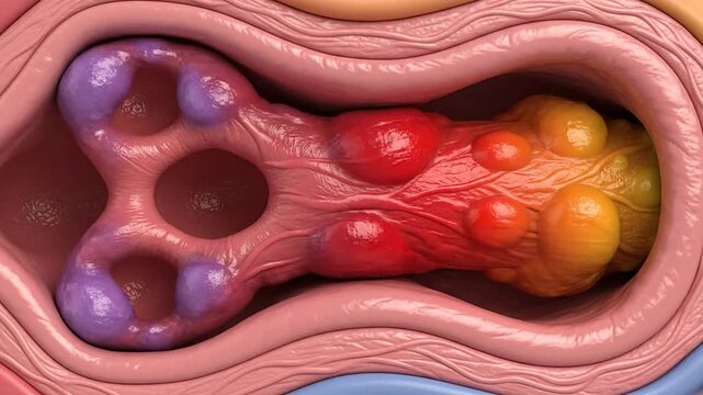 Detailed CGI Animation of Nasal Airway Inflammation Featuring Gradient Visualization of Respiratory System Dynamics in Medical Illustration