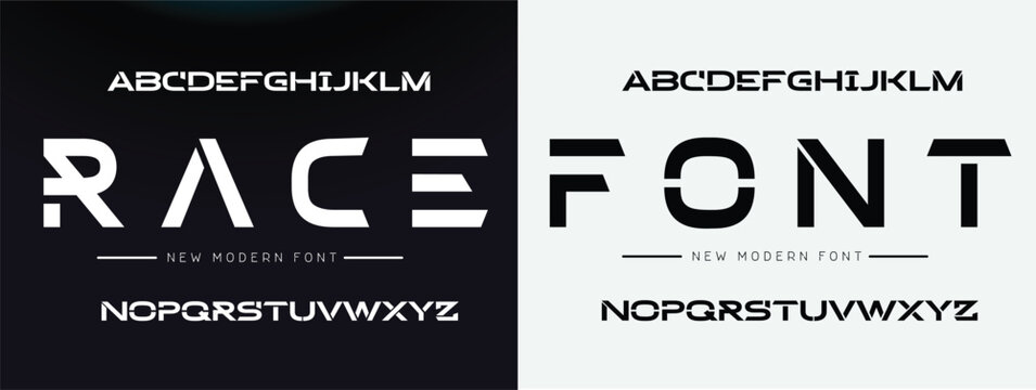 Sport modern minimal logo alphabet bold font. Abstract technology scifi science futuristic typography sport, fashion, brand, creative logos fonts. vector illustration